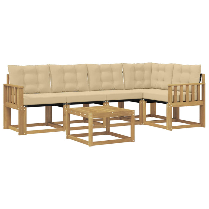Set de canapele de exterior cu pernă 6 pcs Alb și Bej WALTI