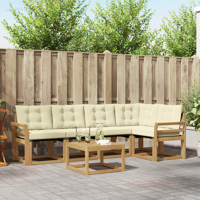 Set de canapele de exterior cu pernă 6 pcs Alb și crem WALTI
