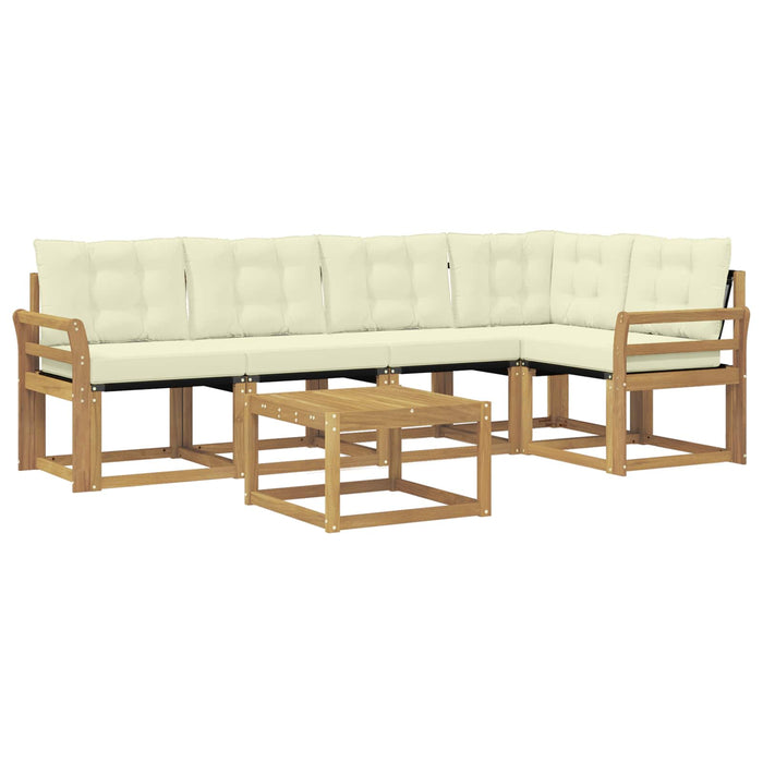 Set de canapele de exterior cu pernă 6 pcs Alb și crem WALTI