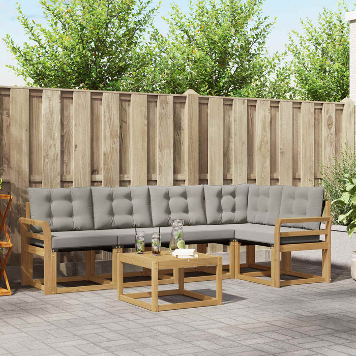 Set de canapele de exterior cu pernă 6 pcs Alb și gri deschis WALTI