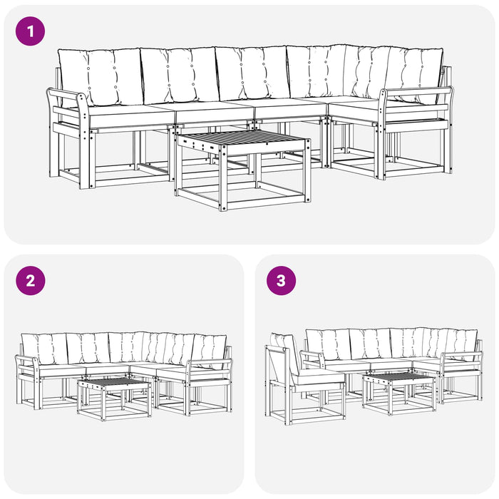Set de canapele de exterior cu pernă 6 pcs Alb și gri deschis WALTI