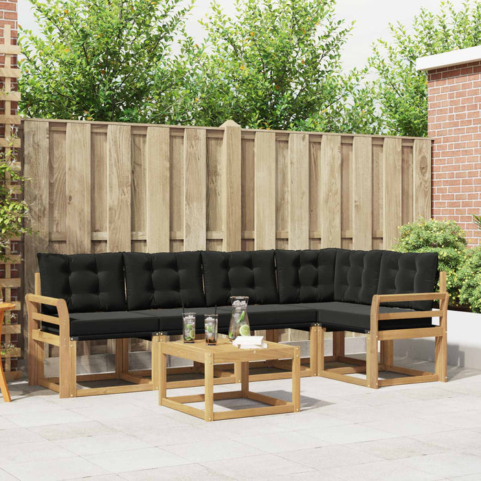 Set de canapele de exterior cu pernă 6 pcs Alb și negru WALTI