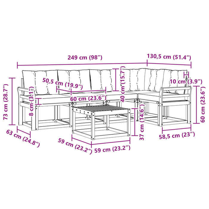 Set de canapele de exterior cu pernă 6 pcs Alb și negru WALTI