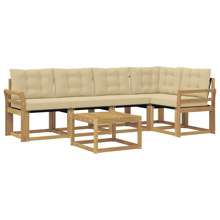 Set de canapele de exterior cu pernă 6 pcs Alb și Bej WALTI