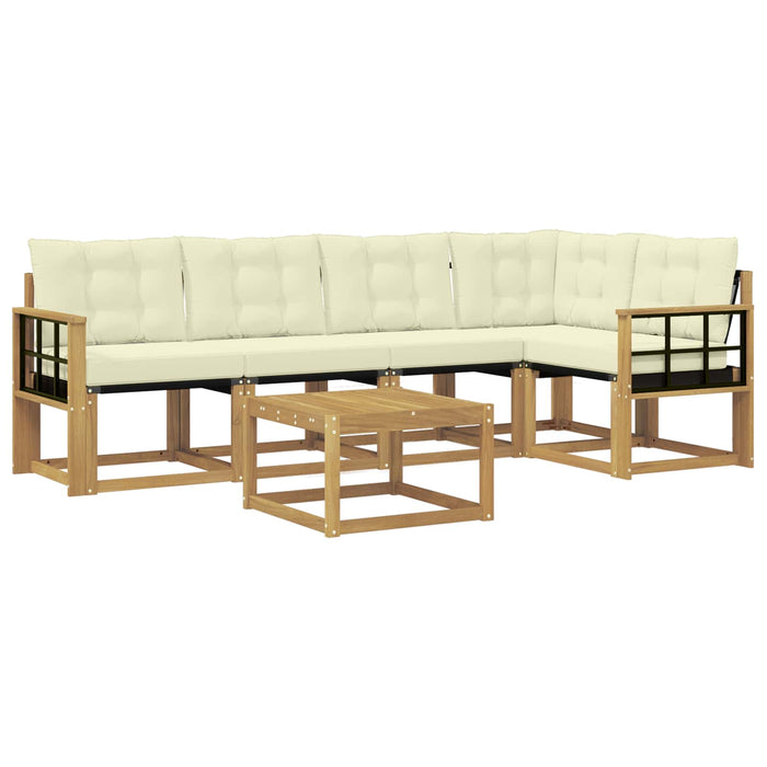 Set de canapele de exterior cu pernă 6 pcs Alb și crem WALTI