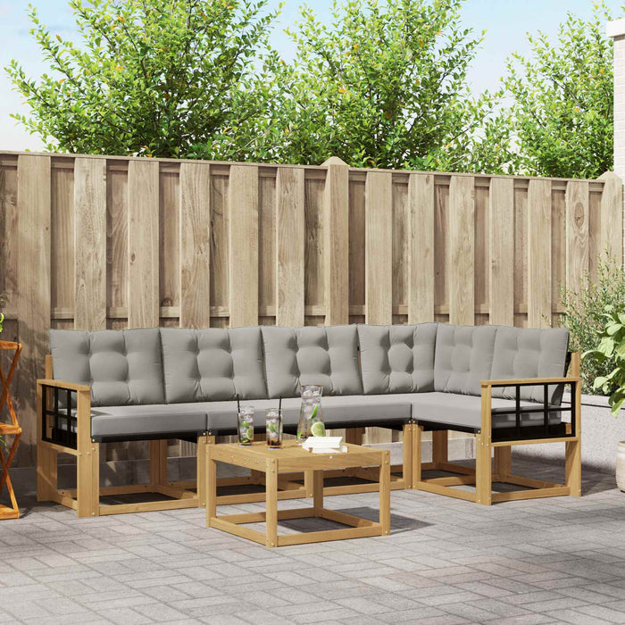 Set de canapele de exterior cu pernă 6 pcs Alb și gri deschis WALTI