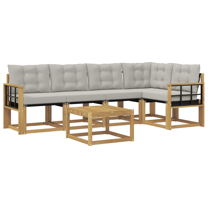 Set de canapele de exterior cu pernă 6 pcs Alb și gri deschis WALTI