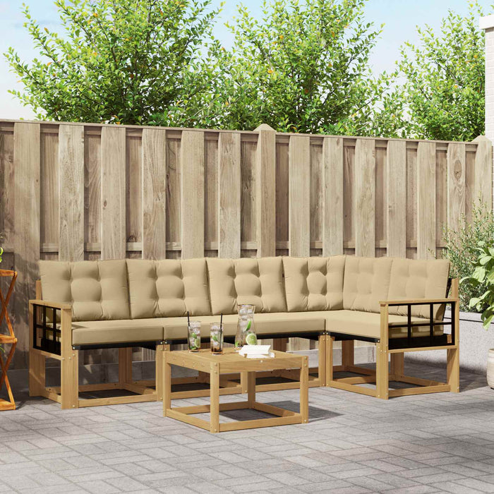 Set de canapele de exterior cu pernă 6 pcs Alb și Bej WALTI