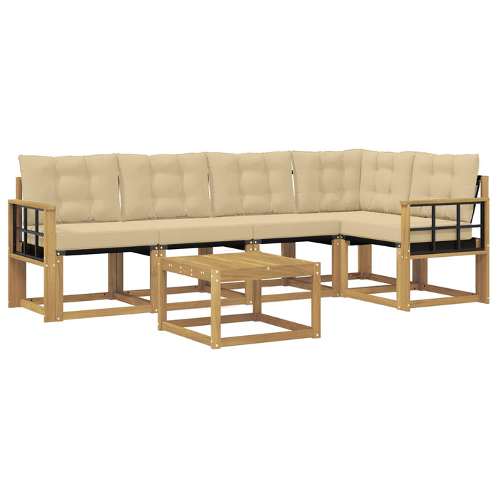 Set de canapele de exterior cu pernă 6 pcs Alb și Bej WALTI
