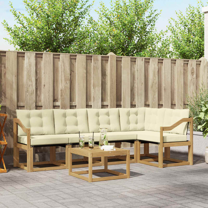 Set de canapele de exterior cu pernă 6 pcs Alb și crem WALTI