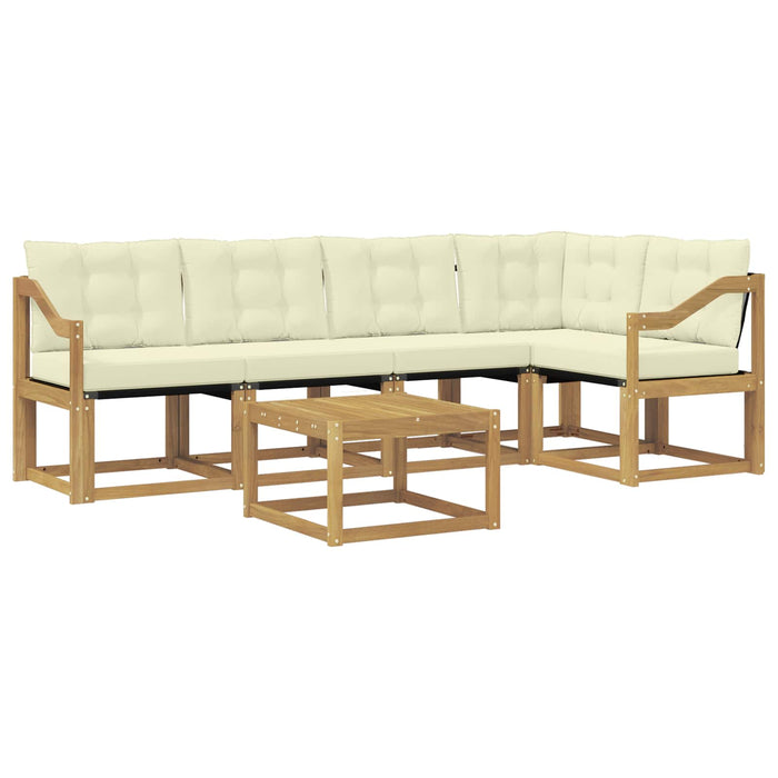 Set de canapele de exterior cu pernă 6 pcs Alb și crem WALTI