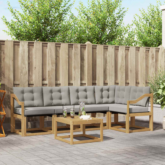 Set de canapele de exterior cu pernă 6 pcs Alb și gri deschis WALTI