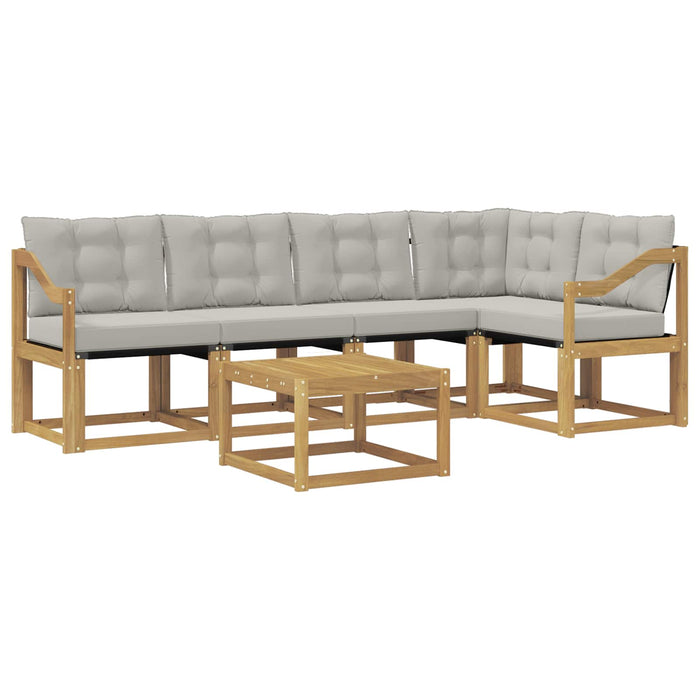 Set de canapele de exterior cu pernă 6 pcs Alb și gri deschis WALTI