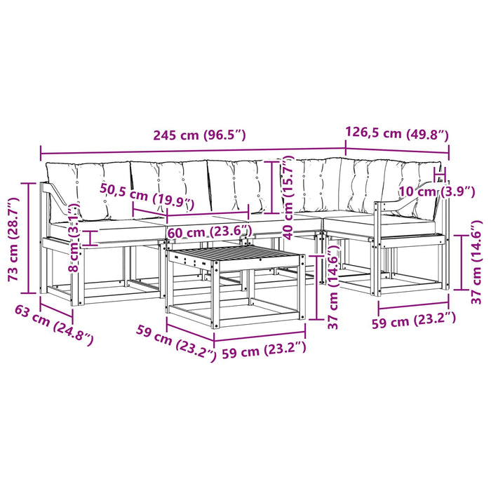 Set de canapele de exterior cu pernă 6 pcs Alb și gri deschis WALTI