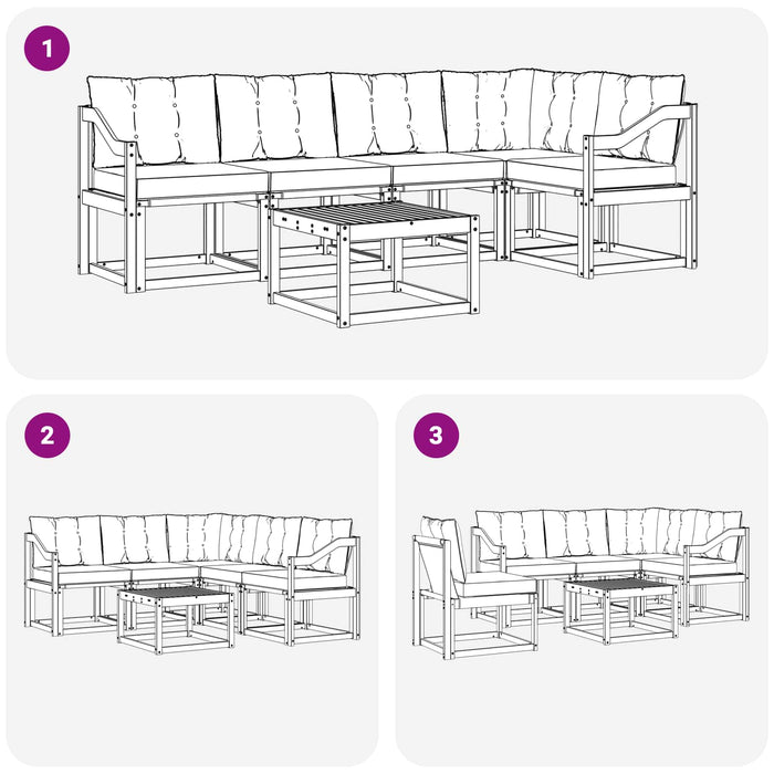 Set de canapele de exterior cu pernă 6 pcs Alb și gri deschis WALTI