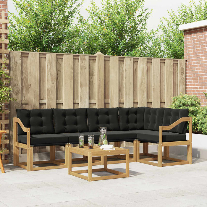 Set de canapele de exterior cu pernă 6 pcs Alb și negru WALTI