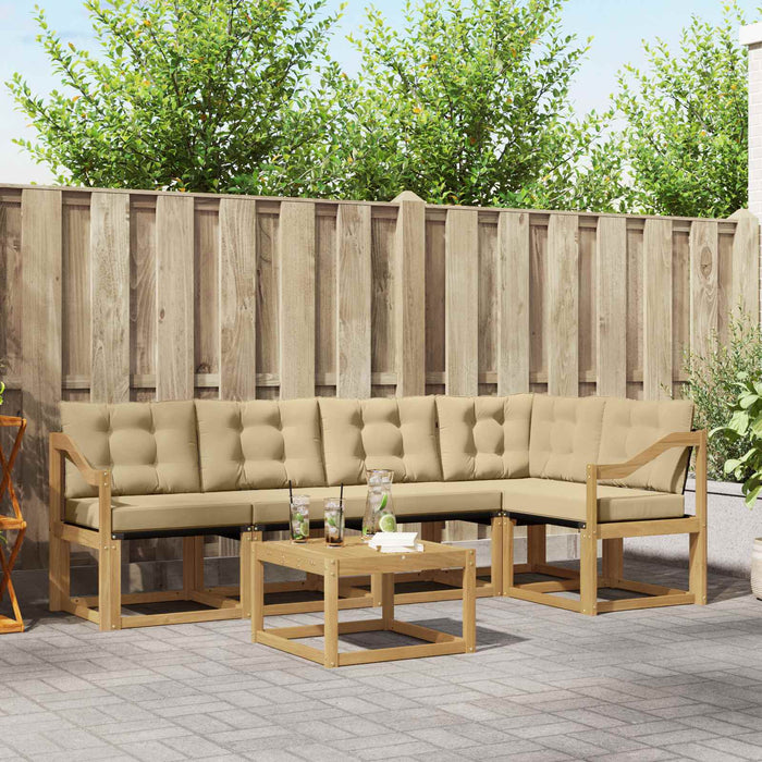 Set de canapele de exterior cu pernă 6 pcs Alb și Bej WALTI