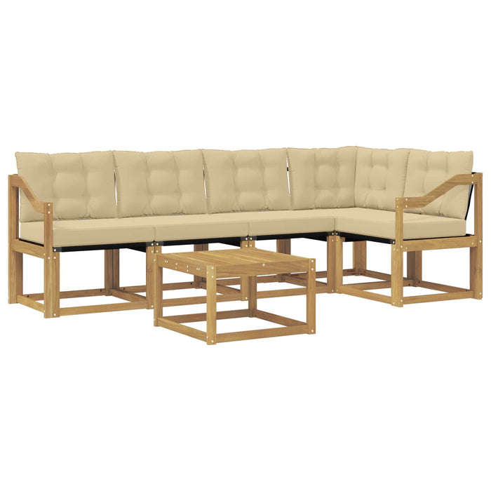 Set de canapele de exterior cu pernă 6 pcs Alb și Bej WALTI