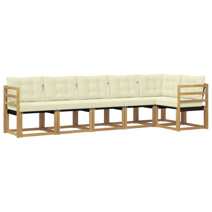 Set de canapele de exterior cu pernă 6 pcs Alb și crem WALTI