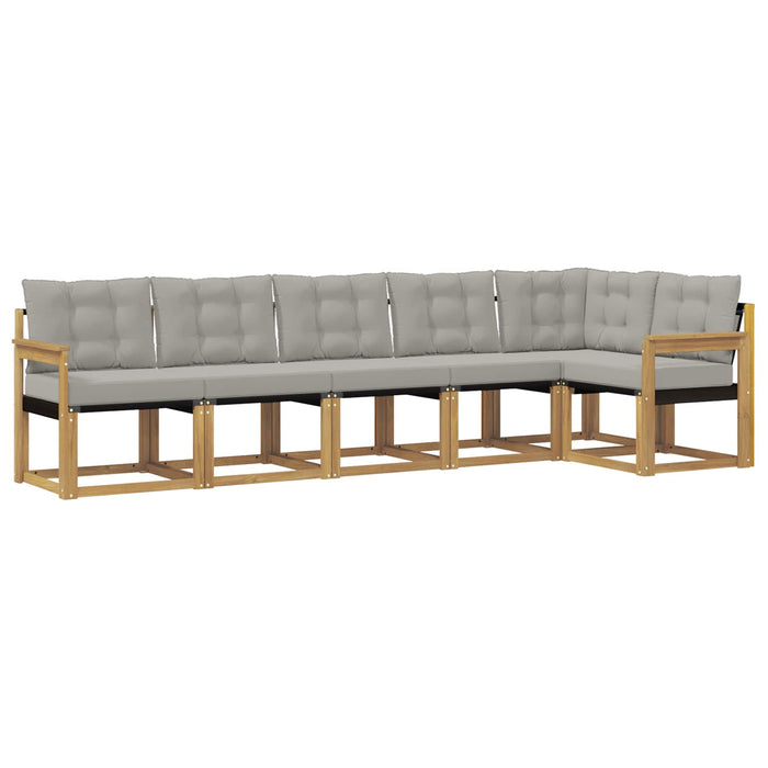 Set de canapele de exterior cu pernă 6 pcs Alb și gri deschis WALTI
