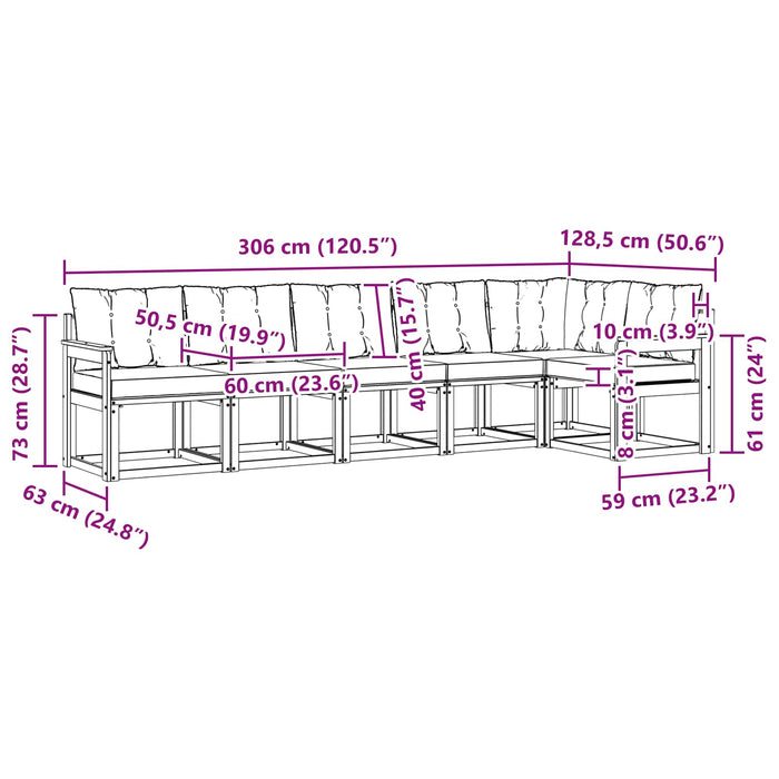 Set de canapele de exterior cu pernă 6 pcs Alb și gri deschis WALTI