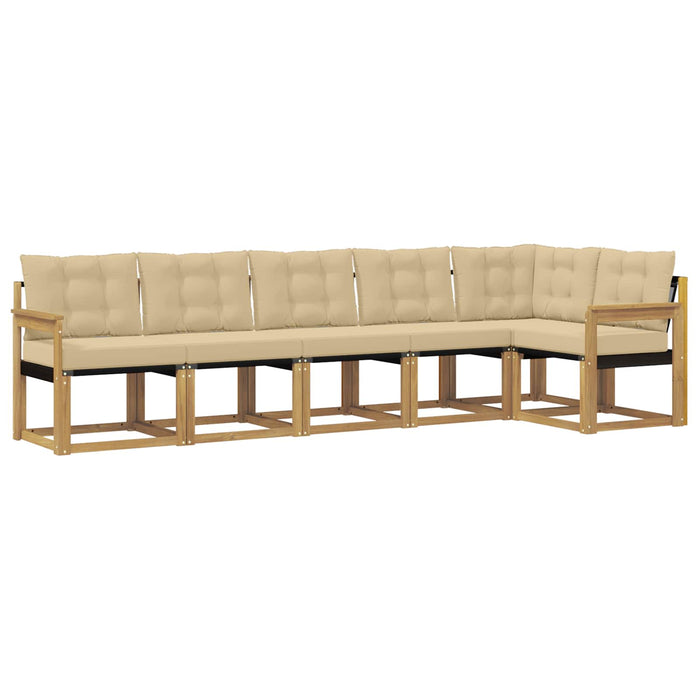 Set de canapele de exterior cu pernă 6 pcs Alb și Bej WALTI