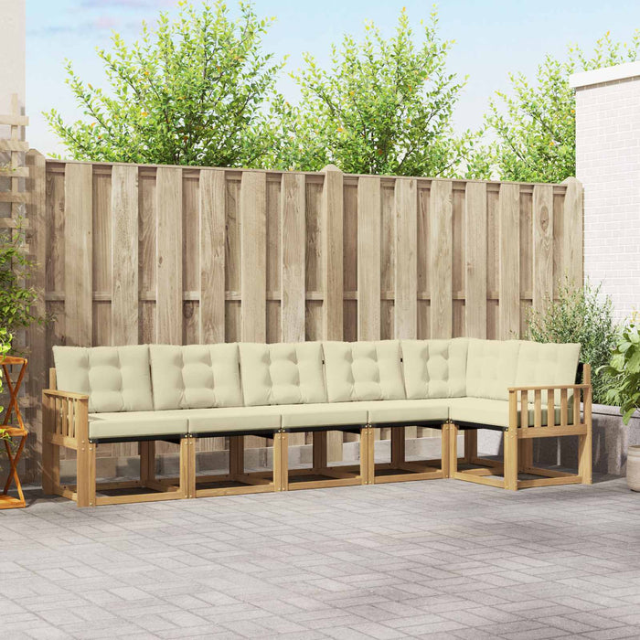 Set de canapele de exterior cu pernă 6 pcs Alb și crem WALTI