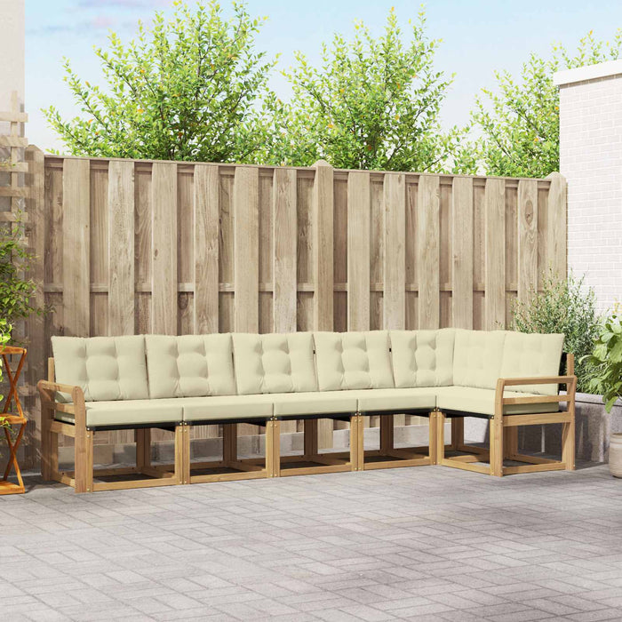 Set de canapele de exterior cu pernă 6 pcs Alb și crem WALTI