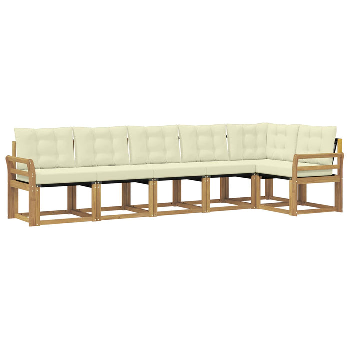 Set de canapele de exterior cu pernă 6 pcs Alb și crem WALTI