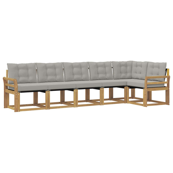 Set de canapele de exterior cu pernă 6 pcs Alb și gri deschis WALTI