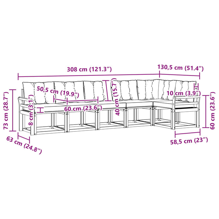 Set de canapele de exterior cu pernă 6 pcs Alb și gri deschis WALTI