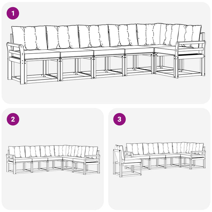 Set de canapele de exterior cu pernă 6 pcs Alb și gri deschis WALTI