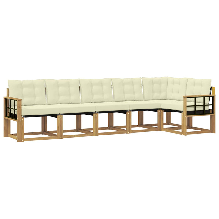 Set de canapele de exterior cu pernă 6 pcs Alb și crem WALTI