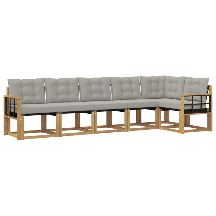 Set de canapele de exterior cu pernă 6 pcs Alb și gri deschis WALTI