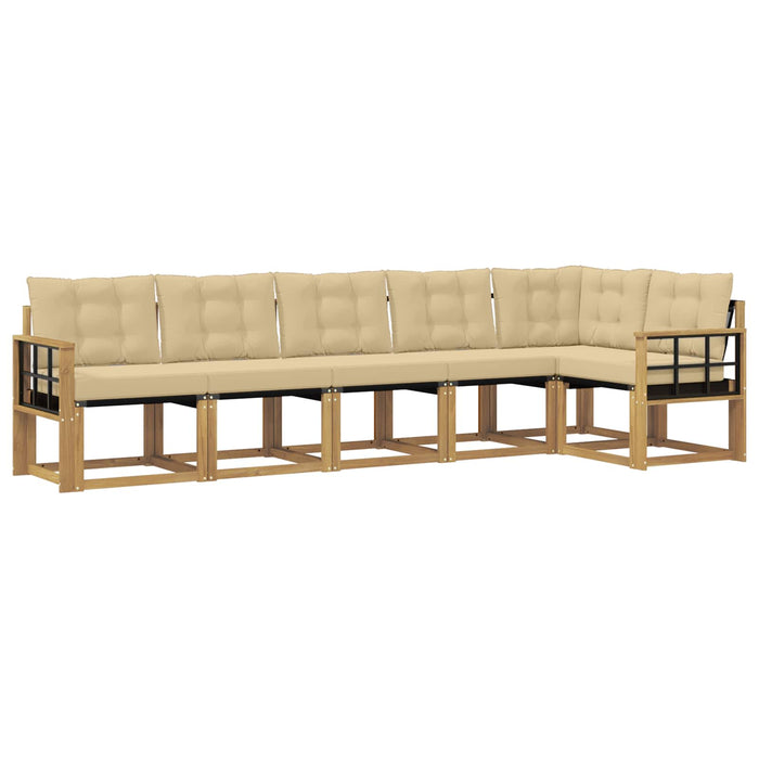 Set de canapele de exterior cu pernă 6 pcs Alb și Bej WALTI