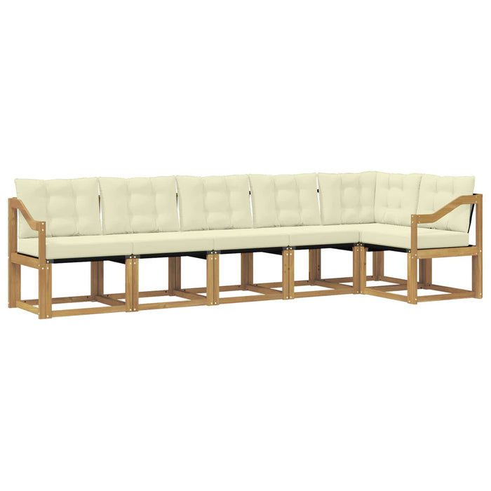 Set de canapele de exterior cu pernă 6 pcs Alb și crem WALTI