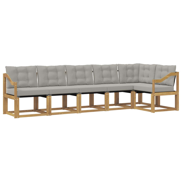 Set de canapele de exterior cu pernă 6 pcs Alb și gri deschis WALTI