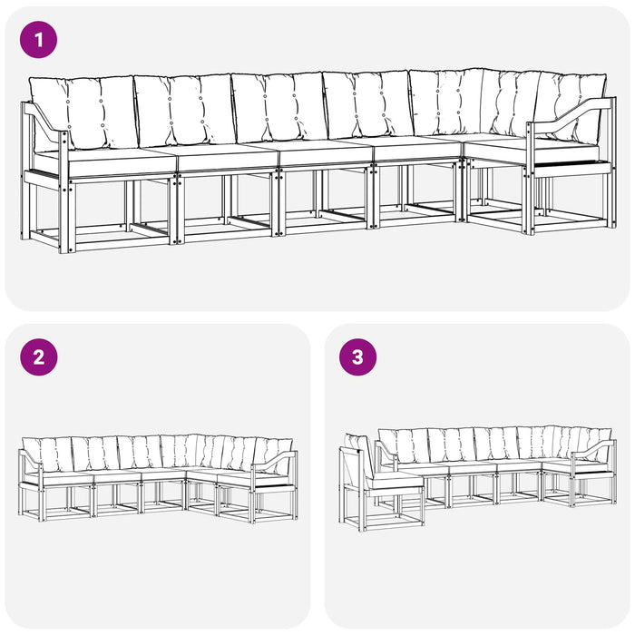 Set de canapele de exterior cu pernă 6 pcs Alb și gri deschis WALTI