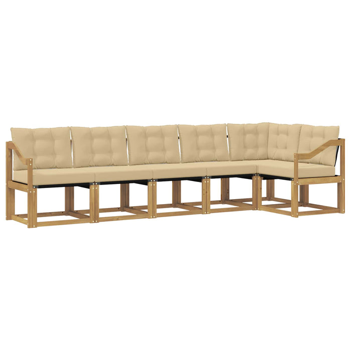 Set de canapele de exterior cu pernă 6 pcs Alb și Bej WALTI