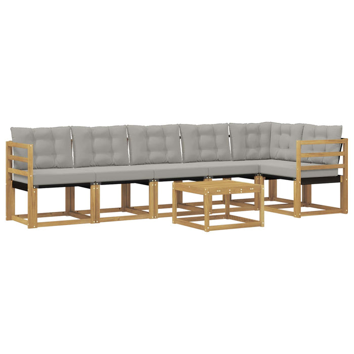 Set de canapele de exterior cu pernă 7 pcs Alb și gri deschis WALTI
