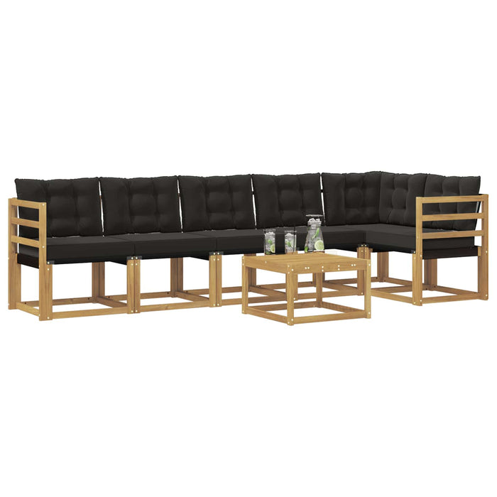 Set de canapele de exterior cu pernă 7 pcs Alb și negru WALTI