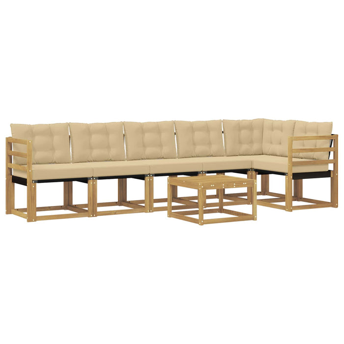 Set de canapele de exterior cu pernă 7 pcs Alb și Bej WALTI