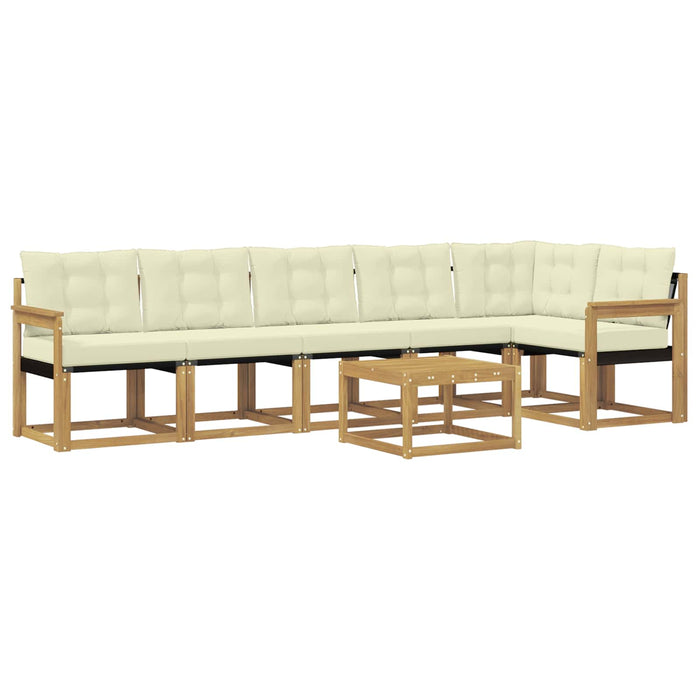 Set de canapele de exterior cu pernă 7 pcs Alb și crem WALTI
