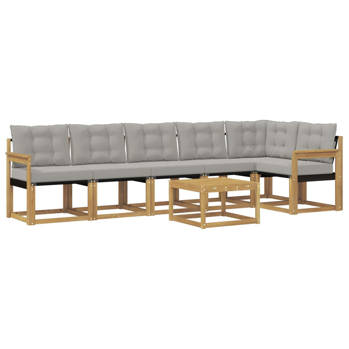 Set de canapele de exterior cu pernă 7 pcs Alb și gri deschis WALTI