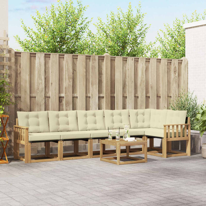 Set de canapele de exterior cu pernă 7 pcs Alb și crem WALTI