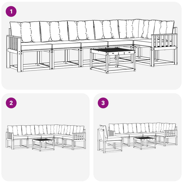 Set de canapele de exterior cu pernă 7 pcs Alb și gri deschis WALTI