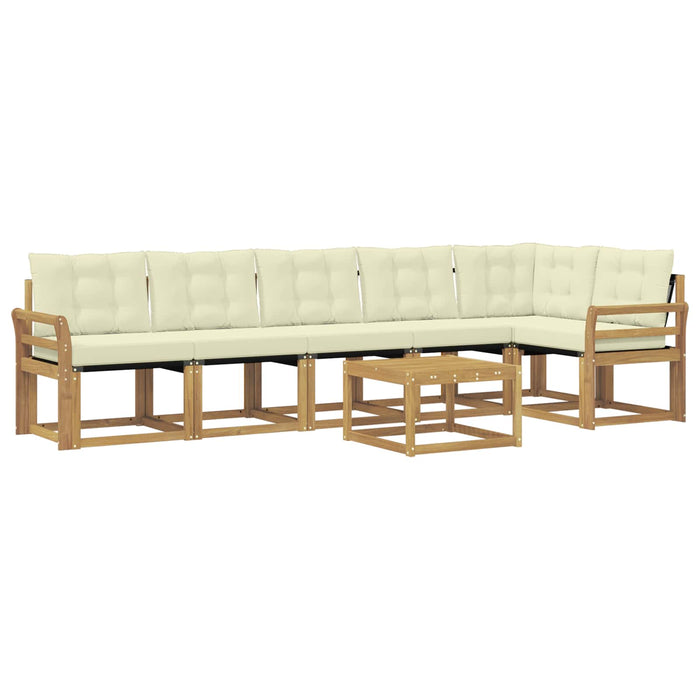 Set de canapele de exterior cu pernă 7 pcs Alb și crem WALTI