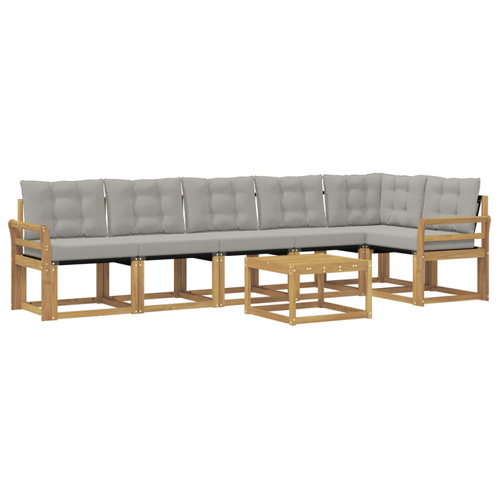 Set de canapele de exterior cu pernă 7 pcs Alb și gri deschis WALTI