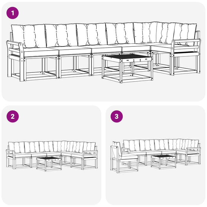 Set de canapele de exterior cu pernă 7 pcs Alb și gri deschis WALTI