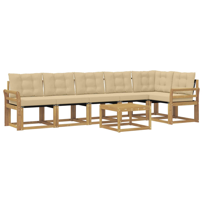 Set de canapele de exterior cu pernă 7 pcs Alb și Bej WALTI